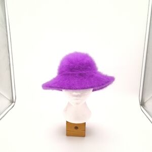 Vintage Parkhurst Purple Angora Wool Blend Fuzzy Hat